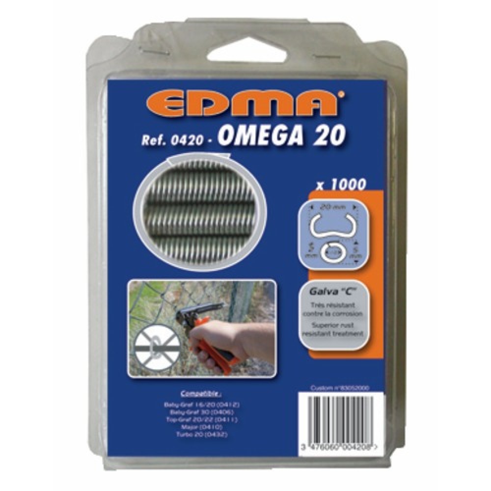 Agrafes grillage Omega 20 Finition Inox 316 EDMA | Bricozor