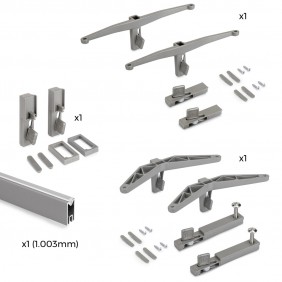 Kit pour structure modulaire Zero 1 étagère + 1 module + tringle - gris EMUCA
