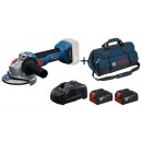 Pack Meuleuse d'angle sans fil PRO GWS 18V-8 125mm 06019N9000 + 2 batteries 4.0Ah + chargeur + Sac BOSCH