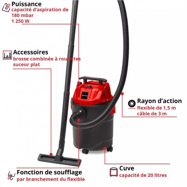 Aspirateur eau et poussière - 20L - puissance 1250W - TC-VC 1820 - Bricozor 2.jpeg EINHELL