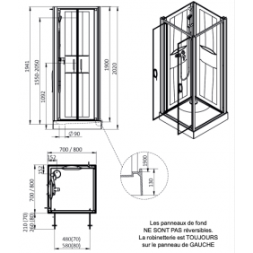 Cabine de douche 70x70 cm Izibox 2 - portes battantes transparentes LEDA
