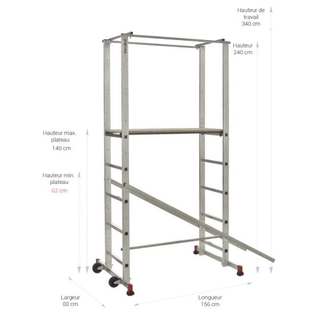 Schéma - Echafaudage STRATUS 140 - Hauteur de travail 3m40 - Bricozor.png ESCALUX