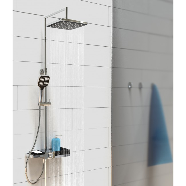 Colonne de douche - avec tablette chromée: Noir- Noir Mat - Blue Pearl 2.jpg SCHÜTTE