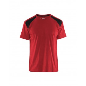 T-shirt de travail bicolore 100% coton 3379 - rouge et noir BLAKLADER