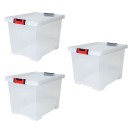 Lot de 3 boites de rangement Clipstock avec couvercle - 45L - naturel EDA PLASTIQUES
