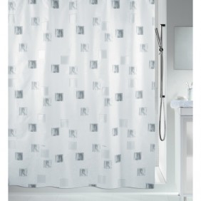 Rideau de douche - 180 x 180 cm - Polyester - blanc et Argent - Milano SPIRELLA