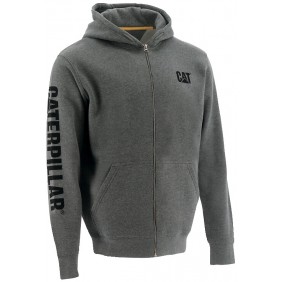 Sweat de travail molletonné à capuche avec logo bannière - gris Caterpillar
