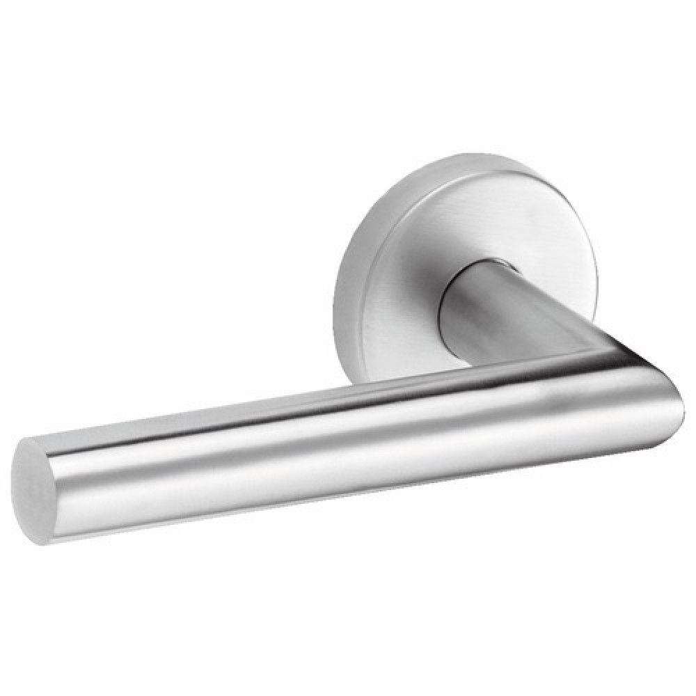 Poignées de porte palière sur rosace ronde en inox brossé - Linox ...