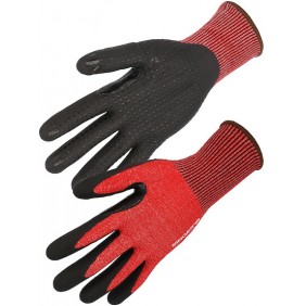 Gants en nitrile mousse HDPE à picots rouge et noir - boîte de 10 SINGER SAFETY