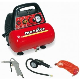 Compresseur d'air NEW VENTO 6 L 1,5 CV 8 bar + 3 accessoires MECAFER