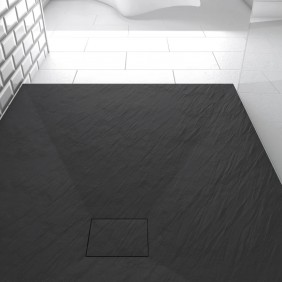 Receveur de douche 120x90cm effet pierre - ardoise noir mat - Stone 2 AURLANE