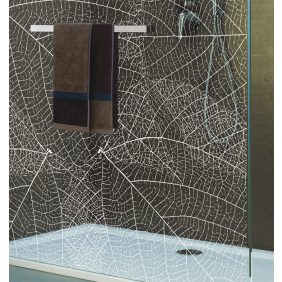 Paroi de douche fixe - verre sérigraphié végétal blanc - profilé argent - Frisbee LEDA