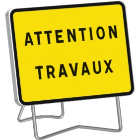Panneau de signalisation "ATTENTION TRAVAUX" - classe T1 - 800x600 mm TALIAPLAST