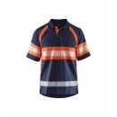 Polo de travail haute-visibilité anti-UV 3338 - bleu marine et orange fluo BLAKLADER