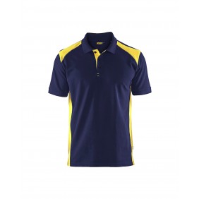 Polo de travail en coton piqué 3324 - bleu marine et jaune BLAKLADER