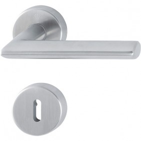 Poignée de porte double sur rosaces rondes - Stockholm - inox mat HOPPE