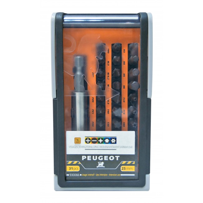 Coffret embouts de vissage TIN - longueur 25mm - 31 pièces - Bricozor.jpg PEUGEOT