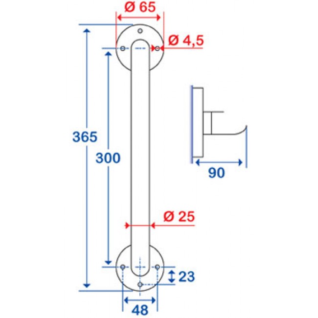 Barre de relèvement 300 mm Ø 25 PELLET 822964 PELLET ASC