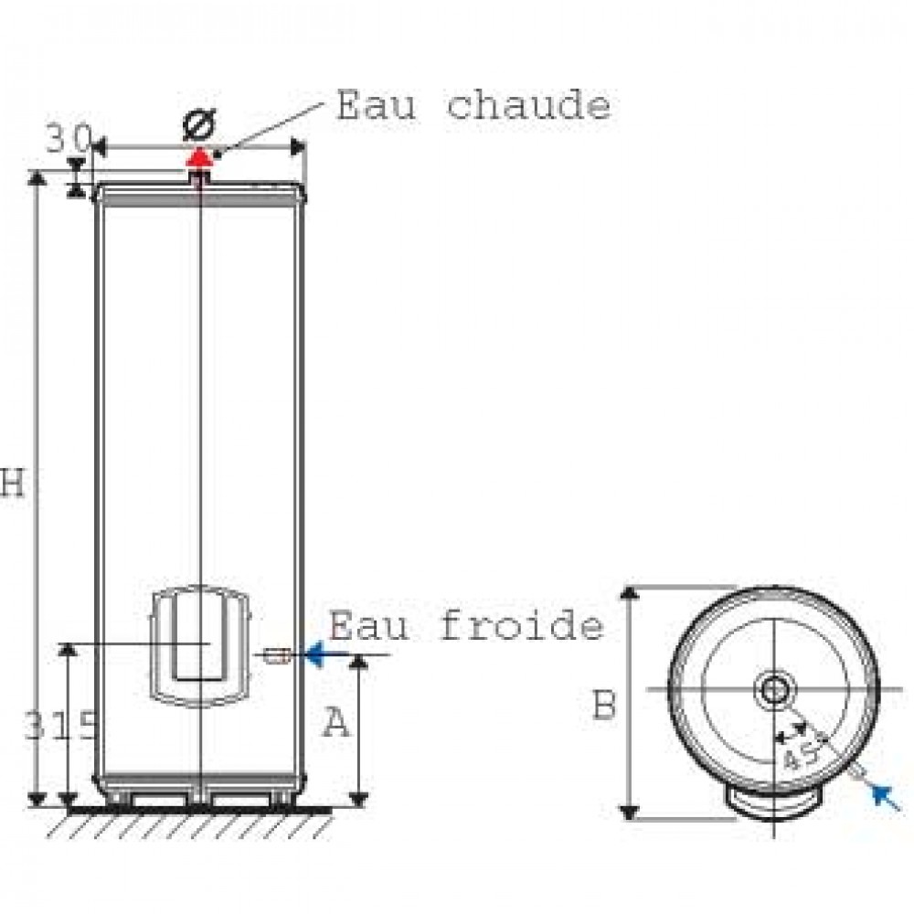 Chauffe-eau stéatite Magnésium vertical sur socle - 300 litres Chaufféo  Plus ATLANTIC