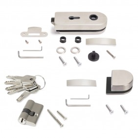 Kit serrure + gâche pour portes en verre 8-12 mm à loquet horizontal EMUCA