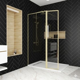 Ensemble de douche à l'italienne 120 cm - finition or brossé - pack complet AURLANE