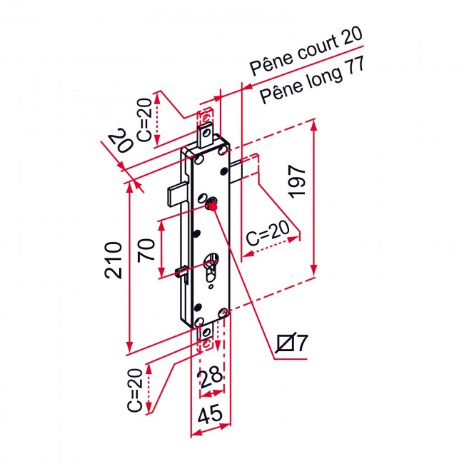 Boitier seul pour serrure 3 points - Multireverso - pêne court - 1 - Bricozor-sch.jpg TIRARD