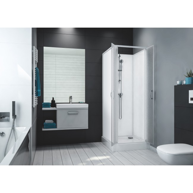 Cabine de douche Surf 5 - 80x80 cm - accès de face - portes battantes LEDA