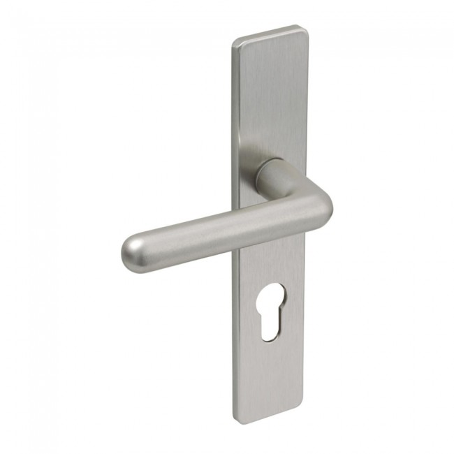 Ensemble de poignées de porte pour porte métallique sur plaque étroite clé i
