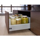 Tiroir ArciTech avec parois en verre DesignSide et profils argents HETTICH