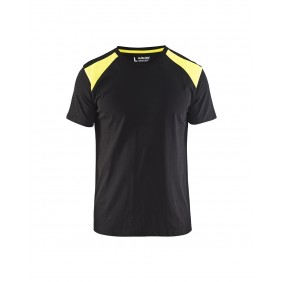 T-shirt de travail bicolore 100% coton 3379 - noir et jaune fluo BLAKLADER