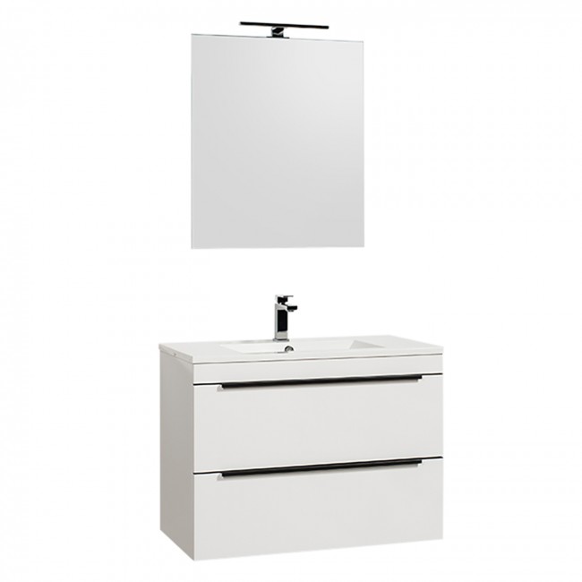 Meuble de salle de bains et miroir - 80 cm - Evy - blanc BATHDESIGN