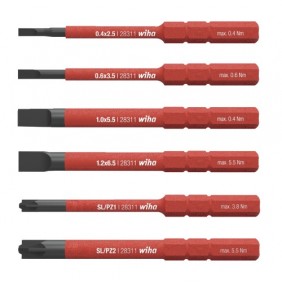 Boîte de 6 embouts slim Fente/SL/PZ - isolés 1000 volts WIHA