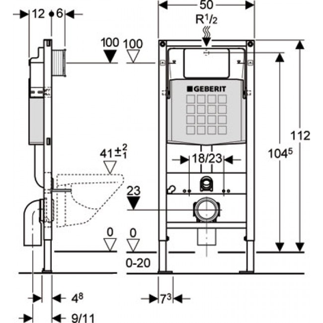 Bati support mural Duofix GEBERIT