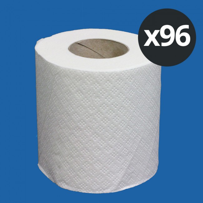 Lot de 96 rouleaux de papier toilette rouleau blanc pur 180 feuilles 2 plis PAPECO Bricozor