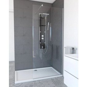 Paroi de douche fixe Parma 2 - verre transparent - 90 cm AURLANE