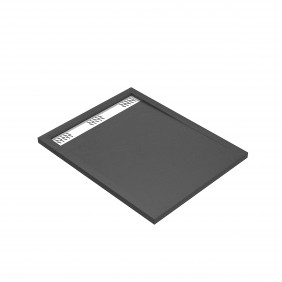 Receveur de douche effet pierre gris - caniveau - 100 x 80 cm - Pedra AURLANE