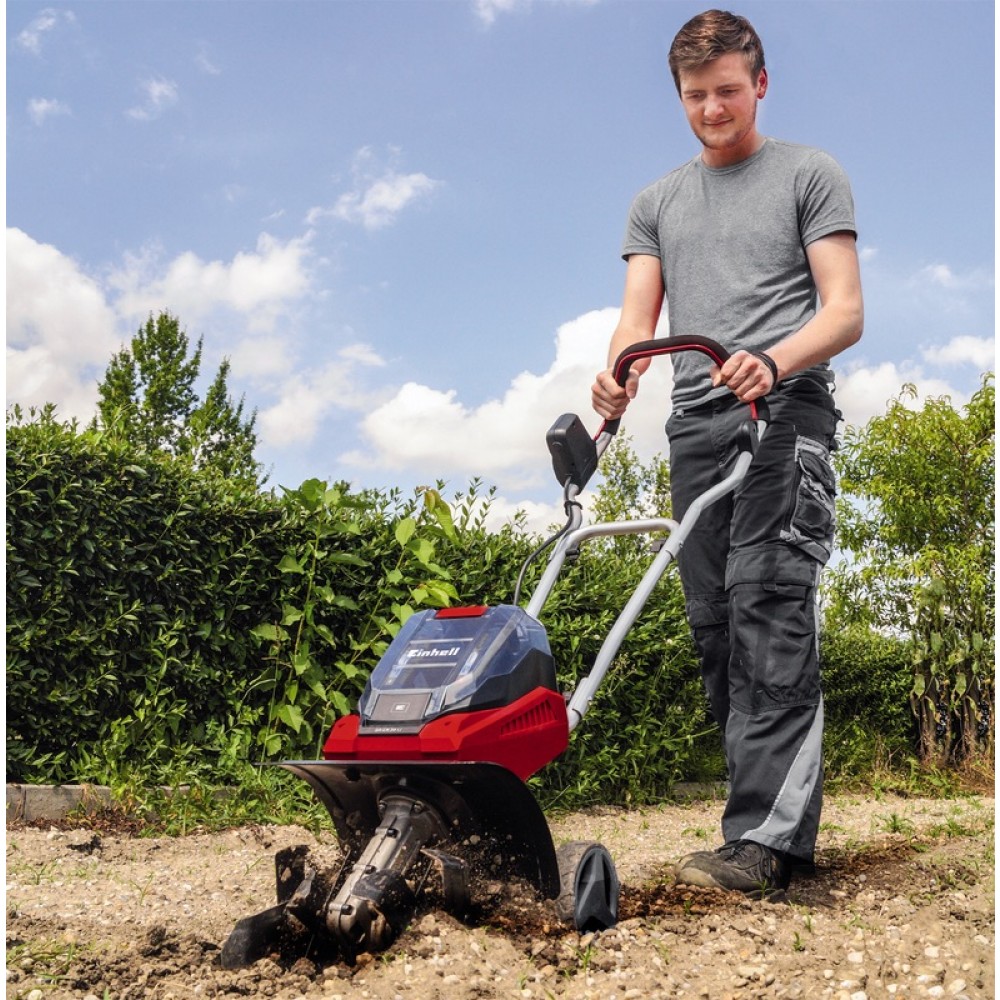 Motoculteur Sans Fil 21V 550W – Largeur 30 Cm, Profondeur 22 Cm, 4 Lames, Guidon Pliable – Pour Petit Jardin Et Parterre