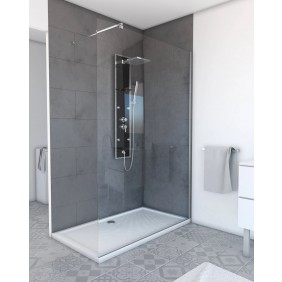Paroi de douche fixe Parma 2 - verre transparent - 140 cm AURLANE