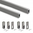 2 rails de penderie Luxe avec supports - aluminium - titane EMUCA