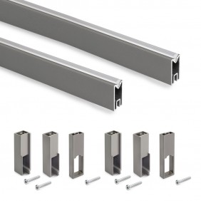 2 rails de penderie Luxe avec supports - aluminium - titane EMUCA