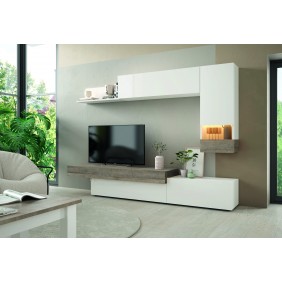 Meuble TV - 5 modules - AURA.2 - 240cm -  blanc et organic RAMIS