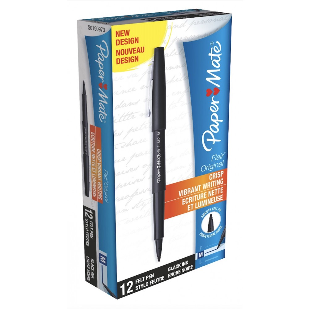 PAPERMATE Boîte de 12 stylos feutres pointe moyenne encre