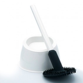 Brosse WC silicone avec picots - 100% hygiénique - blanc minéral PAPADO
