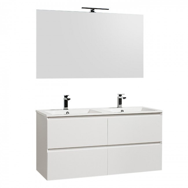 Meuble de salle de bains blanc - double vasque - 120 cm - Sia BATHDESIGN