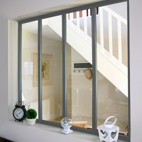 Verrière intérieure 4 carreaux 108 x 123,2 cm gris Kit Atelier