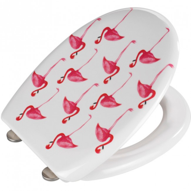 Abattant WC Daisy White Marguerite / Verte - Wenko - Dimensions 45,7 X 37,5 Cm - En Duroplast Résistant, Facile à Nettoyer - Fixation Acier Inox