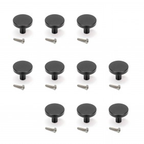 Lot de 10 boutons pour meubles Cancún - D 28,5 mm - zamak peint en noir EMUCA