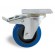Roulette pivotante à frein sur platine - bandage caoutchouc bleu