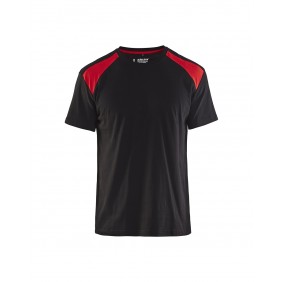 T-shirt de travail bicolore 100% coton 3379 - noir et rouge BLAKLADER