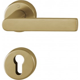 Béquilles doubles en laiton satiné sur rosaces rondes Los Angeles HOPPE